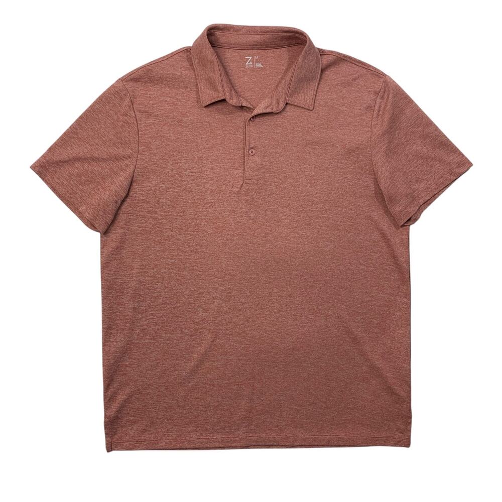 Z by Zella Shirt Men M Medium Faint Brick Red Heather Moisture Wicking Golf Polo